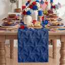 Artoid Mode Blue Soft Plush Faux Fur Jacquard Big Stars 4th of July Table Runner, Memorial Day Holiday Kitchen Dining Table Decoration for Home Party Decor 13x120 Inch
