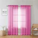 Lecloud Hot Pink Sheer Curtains 72 Inches Long 2 Panels, Solid Voile Light Filtering Living Room Curtains for Bedroom, Rod Pockets Window Treatment Transparent Airy Drapes, Each Panel 42" W x 72" L