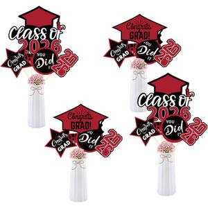 2 x 20Pcs Graduation Centerpieces for Tables 2026 - Red Table Toppers Centerpieces for Graduation Table Decorations 2026 - Class of 2026 Decorations Supplies
