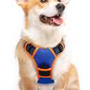 Eagloo Dog Harness for Large Dogs, No Pull Service Vest with Reflective Strips and Control Handle, Adjustable and Comfortable for Walking, No Choke Harness with 2 Metal Rings, Blue & Orange, M