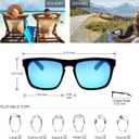 5 x SEVOS Polarized Vintage Sunglasses for Men Women With 100% UV Protection Sun Glasses (Black Black Black Frame-blue Lens)