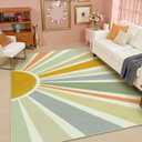 STARUIA Boho Machine Washable 6x9 Area Rugs for Living Room, Soft Non-Slip Large Sun Rainbow Nursery Kids Rug for Bedroom, Colorful Throw Rug Carpet for Classroom Office Dining Room (Monet,6'x9')