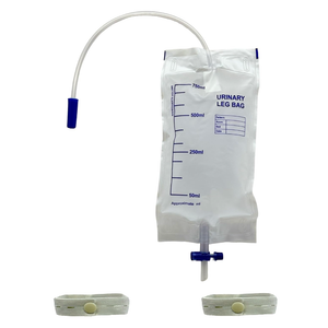 Bag for collecting urine for leg - disposable - capacity 750 ml - tube 35 cm - anti-reflux valve - T drain 
