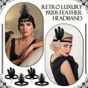 Ceenna 48 Pieces 1920s Flapper Headband Black Feather Headband Costume Flapper Headpiece 20s Rhinestone Hair Accessory for Women