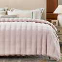 DREAMNINE Oversized Premium Soft Fluffy Faux Rabbit Fur Blanket Twin Size 60" x 70", Decorative Big 3D Plaid Warm Thick Fuzzy Lap Fur Blankets for Winter, Luxury Shaggy Cute Plush Furry Blanket, Pink