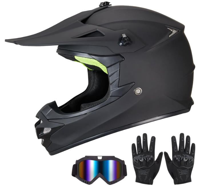 Youth Kids Dirt Bike Helmet for Boys & Girls,F001 Full Face Motorcycle Helmet for Off-Road ATV Street Riding Four Wheeler Mountain Bike with Goggles Gloves,DOT Approved Medium