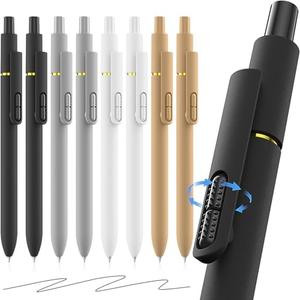 JIMMIDDA 8Pcs Gel Pens with Black Ink, Fine Point Smooth Writing Pens, Quick-dry Gel Retractable Pens for Journaling Note Taking, Cute Office School Supplies for Adults Kids (0.7mm, Regular)