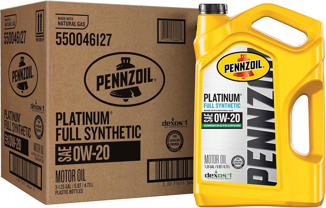 Pennzoil Platinum Full Synthetic 0W-20 Motor Oil (5-Quart, Case of 3)