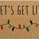 Tinideya 1 Pcs Christmas Welcome Coir Doormat 16.9 x 30.3 Inch Lets Get Lit Funny Xmas Porch Decor Mat Non Slip Natural Fiber Coir Front Doormat Decor for Holiday Home Indoor Gift