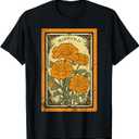 Vintage Marigold Flowers Tarot Card T-Shirt
 XL