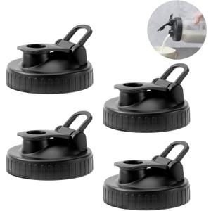 Pour Spout Lids for Ball Wide Mouth Mason Jars, Airtight Canning Jar Flip Cap Top Lid for Drinking, Salad, Dressing Pouring, Leak-Proof, Pack of 4 (Black 4 pcs)