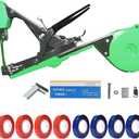 Plant Tying Machine, Gardening Tapetool with 10 Rolls of Tape and 1 Box of Staple for Vegetable, Grape, Tomato, Cucumber, Pepper and Flower (Green)