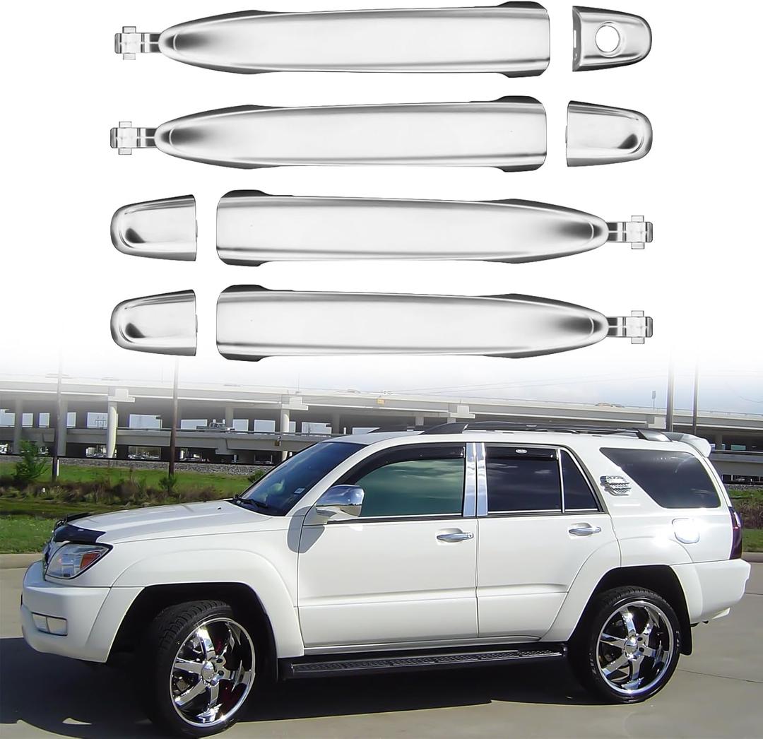 Exterior Door Handles Silver Compatible with 2003-2009 Toyota 4Runner 2007-2011 Toyota Camry 2005-2015 Tacoma 2003-2009 Lexus GX470, OE Replace# 69211-AE010 69217-AE010 (Front & Rear Side 4Pcs/Set)