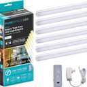 PureOptics LED Works with Alexa Smart Under Cabinet Lighting Kit, Adjustable LEDs, (6) 9" Bars, White