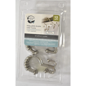 Zena Home Easy Glide Double Roller Hooks 12 Pack Brushed Nickel