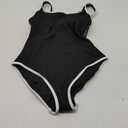 BMJL Women's One Piece Swimsuit Sports Adjustable Strap Bathing Suit Color Block Ribbed High Cut Swimsuits (Medium, Black029)