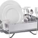 KitchenAid Compact Space Saving, Dish Rack with Removable Flatware Caddy and Angled Self Draining Drainboard, Satin Gray, 15-Inch-by-13.25-Inch