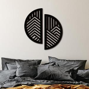 Geometric Wood Wall Art Decor, Modern Mountain Wall Sculptures Hanging Abstract Line Panels Decor, Hollow Half Round Wooden Craft Art Boho Wall Decoration, for Home Office Living Room Bedroom (Black)