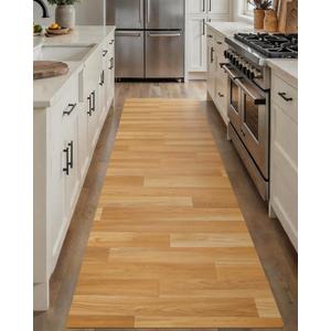 3'×10' Non Slip Vinyl Floor Runner Waterproof 1.8mm Thick,Woodgrain Pattern Vinyl Runners for Hallway , Kitchen, High Traffic, Low Profile Area Plastic Floor Runner,Wear Resistant PVC Rug Cover Roll