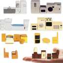 Hiawbon 31PCS Miniature Furniture Set, 148 Scale Resin Miniature Accessories and Furniture, Kitchen Bathroom and Living Room Set, Miniature Furniture Kit for Fairy Garden Home Decor