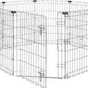 Amazon Basics Foldable Octagonal Metal Exercise Dog Playpen - Indoor/Outdoor, Single Door, Small (8 Panels, 24 x 30), Easy to assemble and store, 30" - Small, , Black