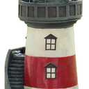 Teamson Home House Floor Waterfall Fountain with Solar Powered Rotating Light and Pump for Outdoor Patio Garden Backyard Decking, 40 Inch Height, Red/White/Gray