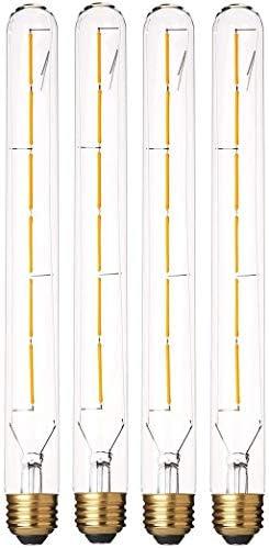 VCTC Lighting T300 6W Dimmable Led Edison Light Bulb T10(T30) Long Tubular Antique LED Filament Light,60 Watt Equivalent,4000K Daylight White,E26 Base, 600LM, Clear Glass,11.8in(300mm),  3 pack