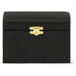 Heaven Mayhem Vintage Jewelry Travel Case  Dual-Purpose Home & Travel Organizer with Soft Suede Interior  Textured Faux Leather Storage Box with Gold Shell Clasp