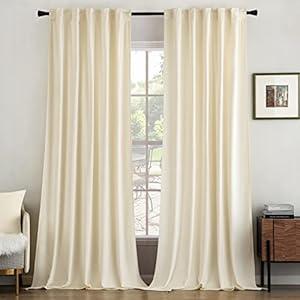 MIULEE Velvet Curtains 96 inches Long 2 Panels - Luxury Room Darkening Curtains for Bedroom Living Room Thermal Insulated Super Soft Window Drapes Rod Pocket & Back Tab, Cream White, W52 x L96 inches