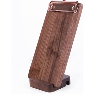 Walnut Wood Clipboard with Stand Set - High Hardness Furniture Grade Material, Handmade Small Clipboards for Holding Long Receipts, Bills, & Reservation Notices