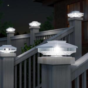8 Pack Solar Post Cap Lights - for Solid 4x4 Wood Fence & Deck Posts - High Brightness Waterproof Outdoor Solar Lights (White)