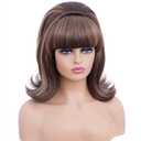 Rugelyss Short Brown Mixed Wig with Bang Retro Bouffant Beehive Wigs fits 80s Costume or Halloween Party