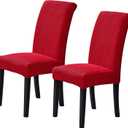 Stretch Chair Covers for Dining Room Set of 2, Removable Washable Dining Room Chair Covers, Dining Chair Slipcovers Seat Protector, Great for Home Decor and Banquet (Ruby, 2 Pack)