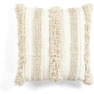 Lush Decor Wilbur Tufted Cotton Decorative Throw Pillow Cover, 20" W x 20" L, Ivory - Square Pillow Cover - Throw Pillows For Bed, Couch, Or Chair