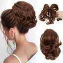 CJL HAIR Claw Clip Short Ponytail Hair Extensions DIY Bendable Metals Messy Bun Hair Piece for Wonen Wavy Curly Synthetic Fake Hairpieces Red Vino