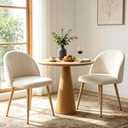 Dining Chairs Set of 2, Velvet Kitchen Chairs with Curved Backrest, Mid Century Modern Upholstered Side Chairs Accent Chairs with Metal Legs for Apartment, Bedroom, Home Bar, Kitchen, Beige