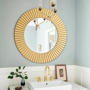 Chende Gold Mirror for Wall Decor, 30'' X 30'' Round Decorative Wall Mirror with Wood Frame, Elegant Accent Mirror for Living Room, Entryway, Bathroom