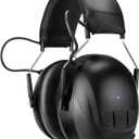 Kalence Bluetooth 6.0 Hearing Protection with 120H Working Time, 30dB Safety Earmuffs, Rechargeable Ear Protection Headphones with Mic for Mowing, Workshops, Construction, Snowblowing, Black