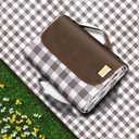 Outdoor Picnic Blankets Waterproof Foldable, Large Beach Blanket Sandproof, Gingham Picnic Mat Cute Washable Portable (Brown, 60"80") (5' x 6'8" (Rectangular))