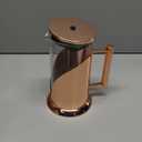 QUQIYSO Coffee Maker 304 Stainless Steel French Press with 4 Filter, Heat Resistant Durable, Easy to Clean, Borosilicate Glass Coffee Press, 100% BPA Free Teapot, 21 ounce, copper