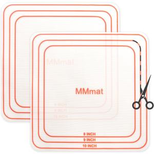 Silicone Baking Mat, Set of 2 Square Non-Stick Cuttable Baking Mats 8/9/10 inches - Best German Silicone