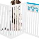 INTERNET'S BEST Dog Gate Indoor Freestanding Pet Barrier, Folding Wood Dog Fence, Extra Wide Doorway Puppy Gate, Indoor Animal Privacy Panel, Wooden Cat Fence - 3 Panel - 36", White
