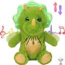 Hopearl Talking Dinosaur Repeats What You Say Nodding Electric Interactive Animated Toy Speaking Plush Buddy Gift for Toddlers, Green, 8''