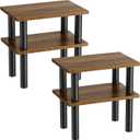 Cabinet Organizer Shelf, 2 Tier Countertop Spice Rack for Kitchen Counter, Seasoning Organizer with Wood-Grain Shelves, Kitchen Countertop Organizer for Spices, Sauces and Small Items (4 Pcs, Brown)
