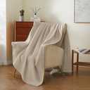 100% Cotton Waffle Blanket (Khaki - Full Size - 84 * 90''), Pre-Washed and Anti-Shrinkage Soft Lightweight Bed & Couch Blanket, 380 GSM Waffle Weave Throw Blanket for All Seasons