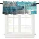 2 Pack Turquoise Curtains for Bedroom Abstract Art Valances Roman Shades for Windows Cyan Teal Gray Farmhouse Curtains & Drapes Rod Pocket Valances for Kitchen Window Curtains Over Sink 54x18in,2Panel