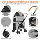 LPOTIUS Double Cat Stroller for 2 Cats or Dogs, Detachable Carriers, Gray