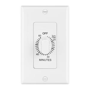 SURAIELEC 60-Minute Countdown Timer Switch for Lights, in-Wall Mechanical Timer Switch for Exhaust Fan, Programming-Free Light Timer, No Neutral Required, ETL Listed (White)