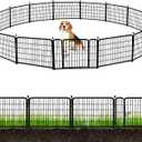 ADAVIN 24 in(H) Garden Fence with Gate, 14 Panels Heavy Duty Iron Metal Animal Barrier Fence, Camping Fence, Garden Fences and Borders for Dogs,Total 34.5 Ft(L), Black