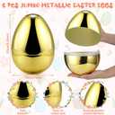6 Pcs 10 Inch Large Golden Metallic Easter Eggs Jumbo Filled with 10 Inch Plush Bunny Toys Set for Filling Treats, Fillable Surprise Eggs Bulk, Basket Stuffers Fillers Classroom Prize